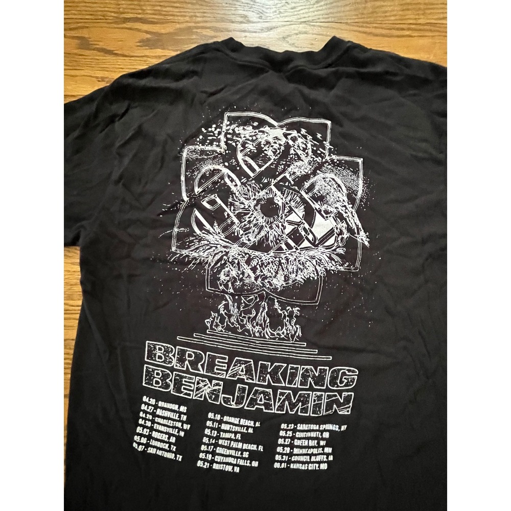 Breaking Benjamin Tour Graphic T-Shirt Mens Large Black Rock Band Short Sleeve